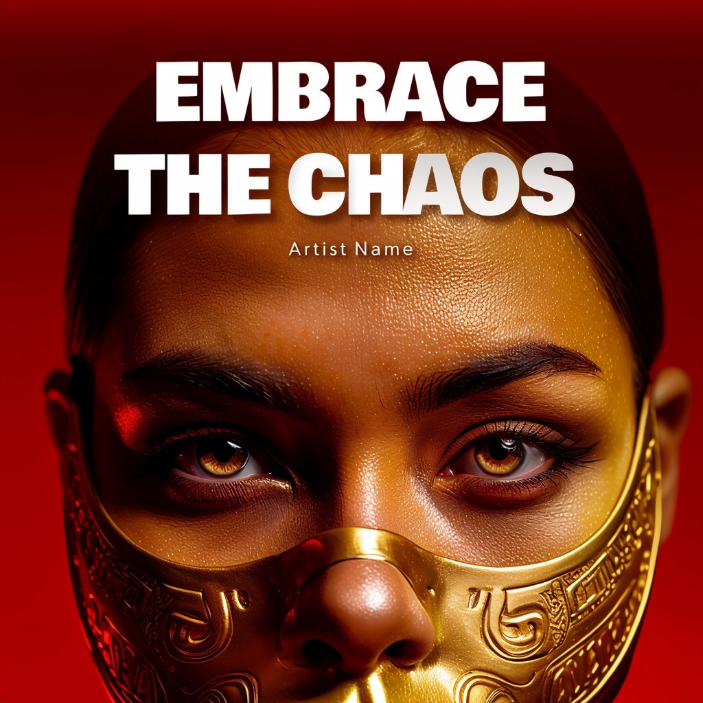 Embrace the Chaos Dramatic Portrait with Gold Mask Album Cover