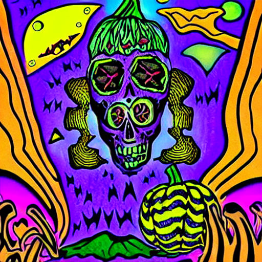 Trippy halloween pumpkin tripping balls on psychedelic mushr... by ...