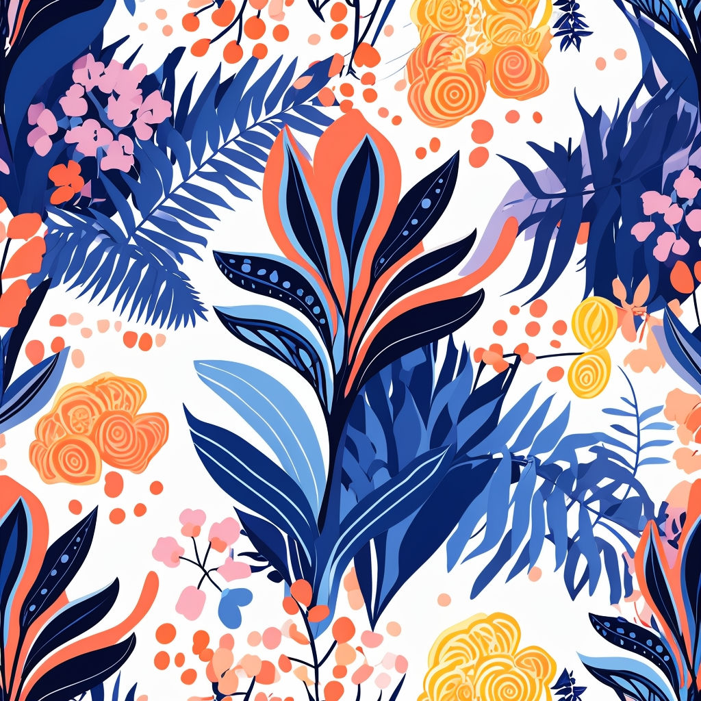 Vibrant Botanical Garden Seamless Pattern Design