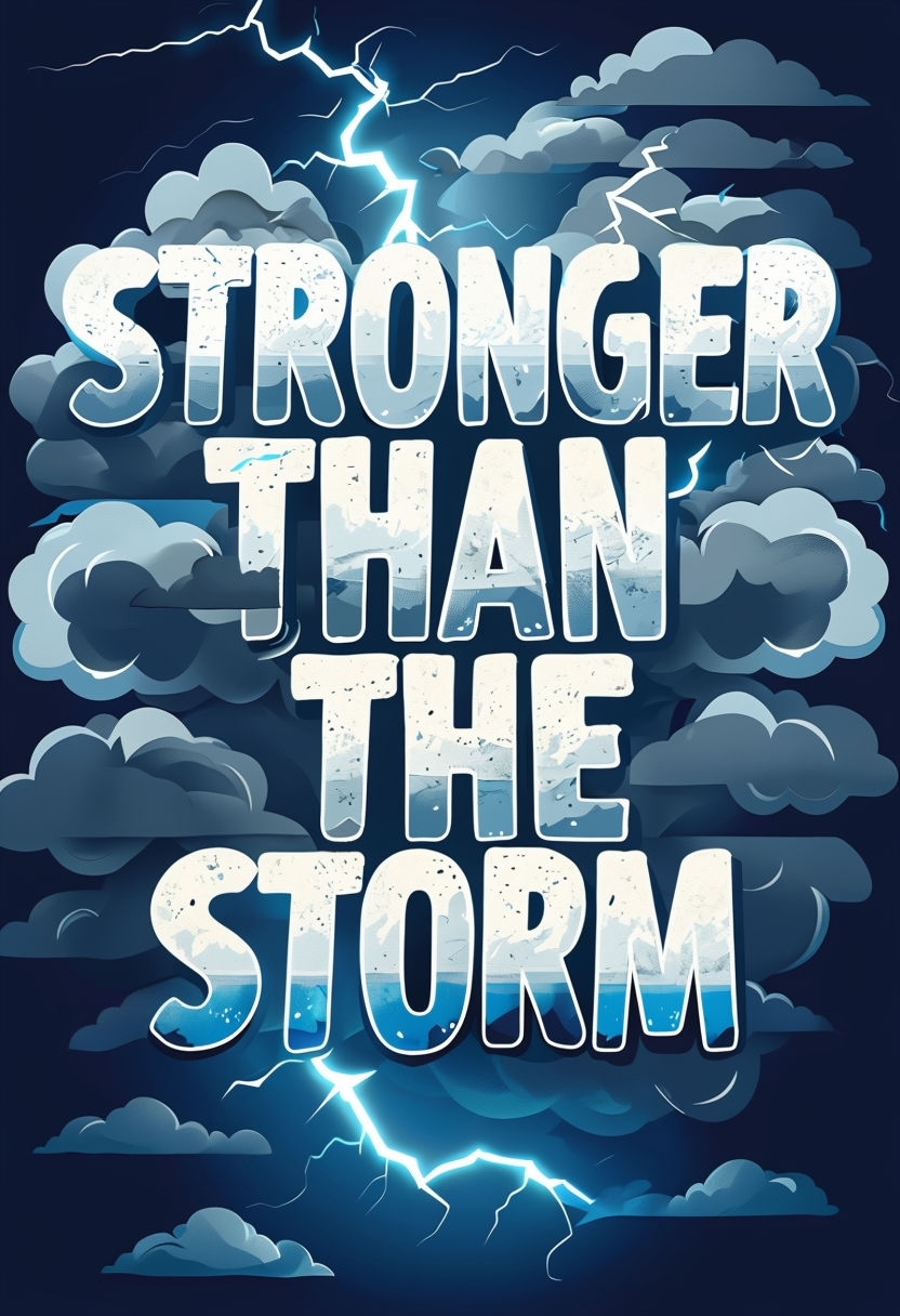 Stronger Than the Storm Motivational Art with Dramatic Clouds Poster