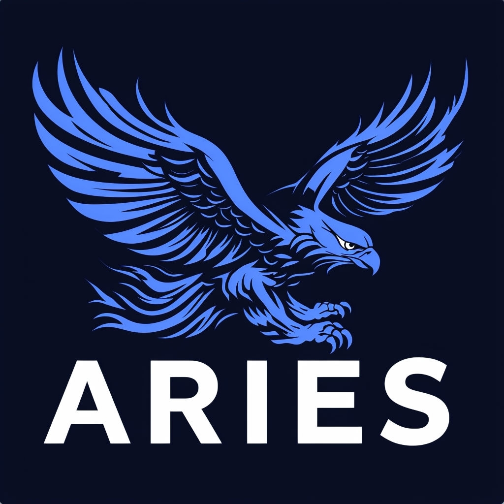 Dynamic Electric Blue Eagle Aries Logo Design