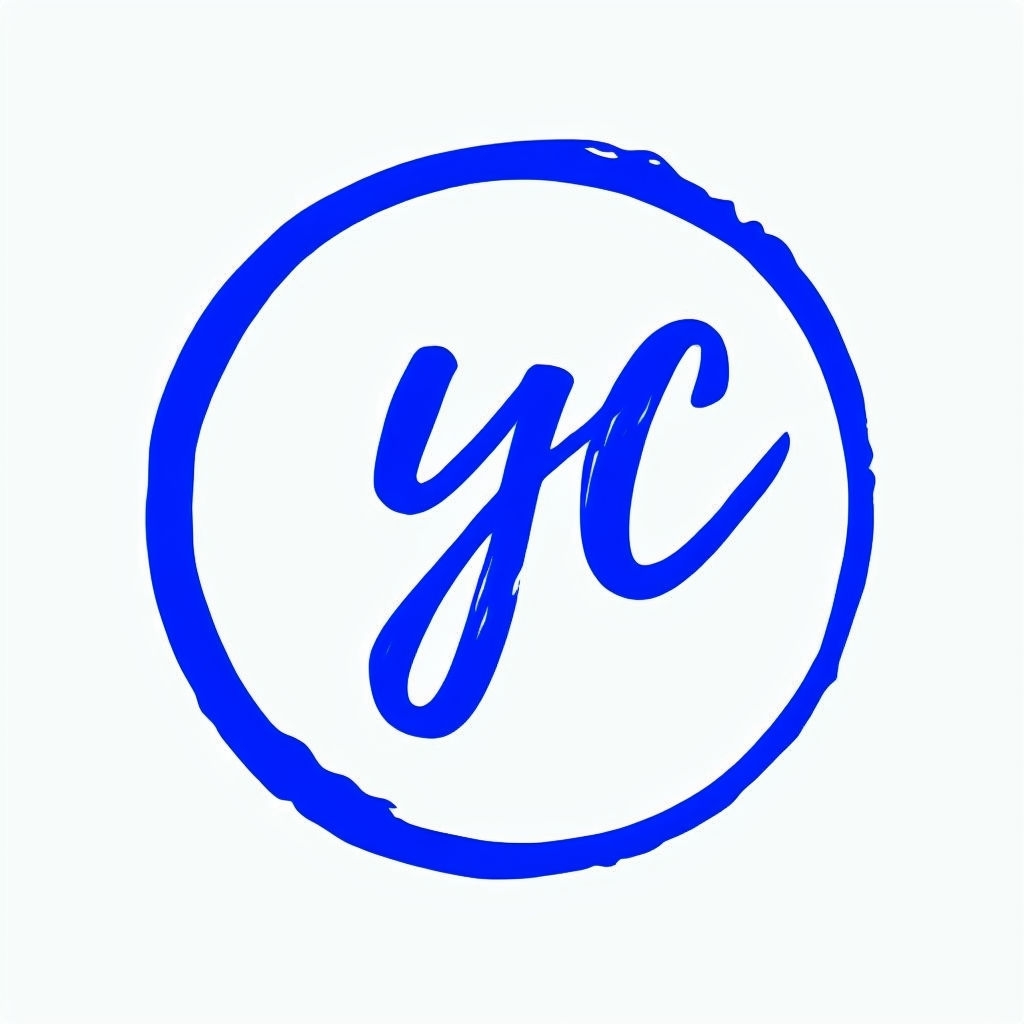 Elegant Royal Blue yc Initials Logo Design Monogram
