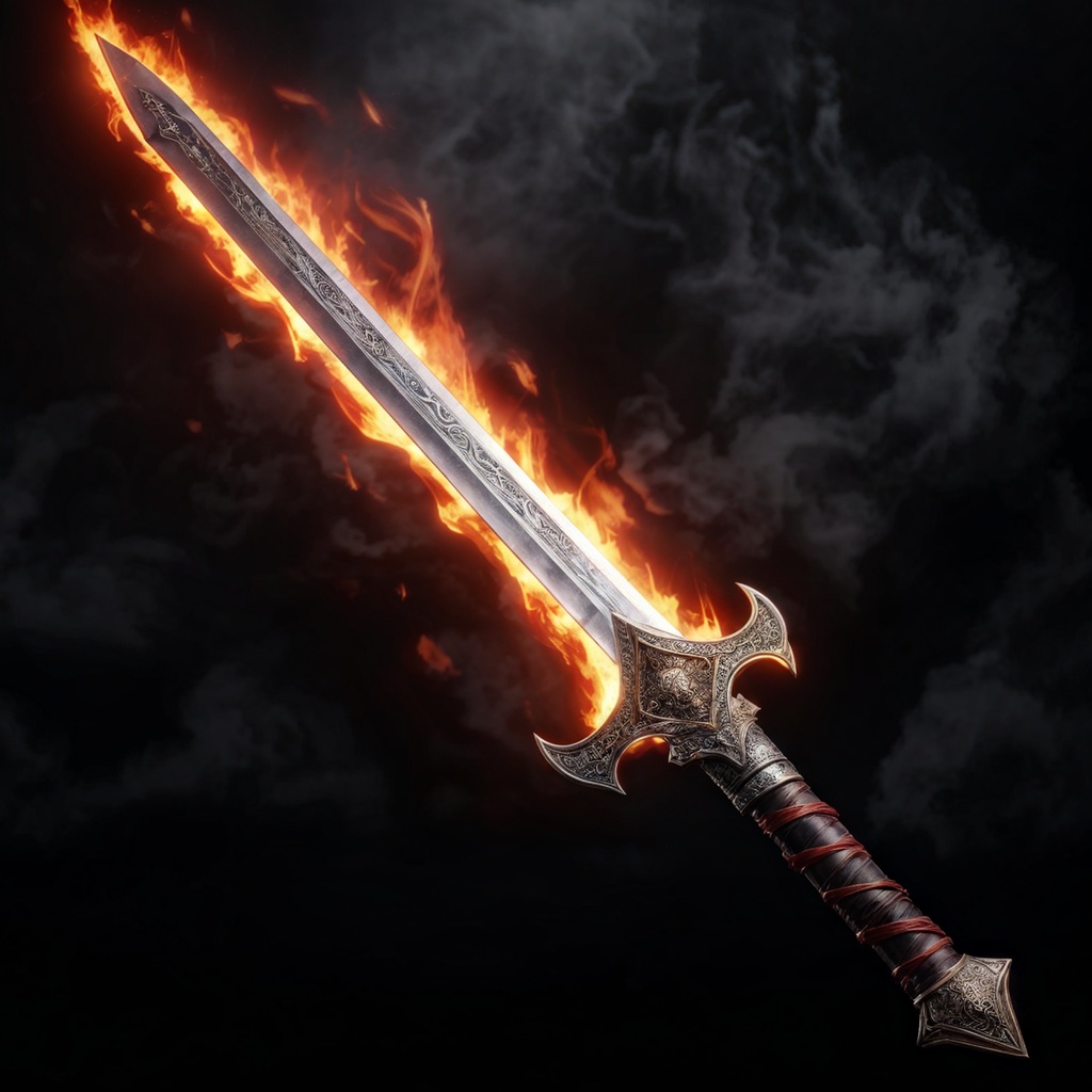 Ancient Weapon Flaming Two-handed Sword By Юрий Корниенко - Playground