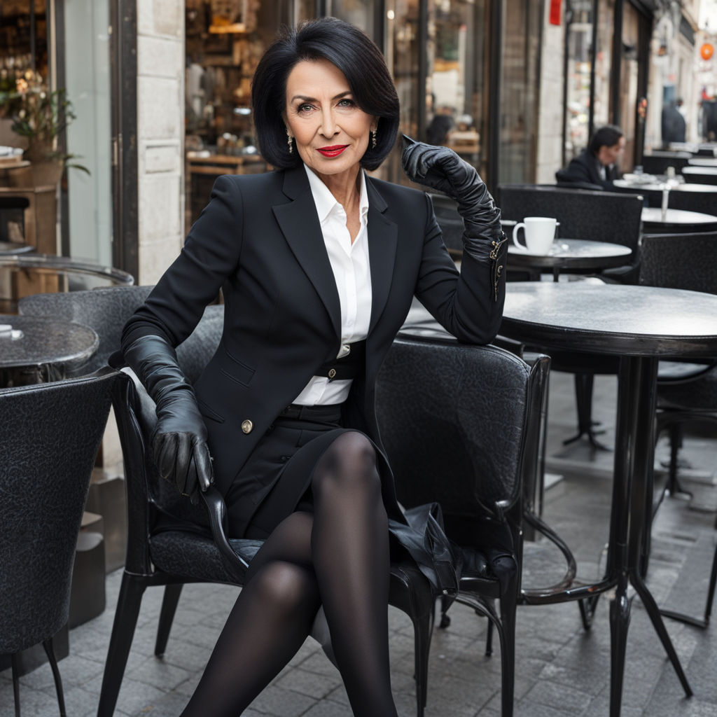 Elegant woman 60-years old with black hair by Phantasy Maker - Playground