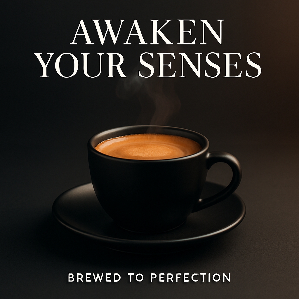 Minimalist Coffee Advertisement with Latte Art and Bold Text Ads
