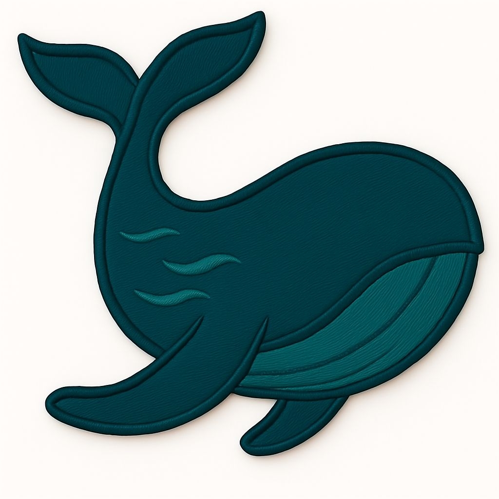 Whimsical Dark Teal Whale Cartoon Design for Hat Category