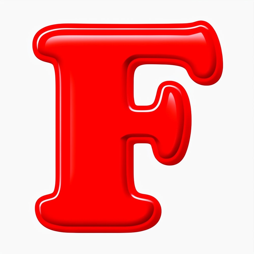 Vibrant Red 3D Letter F Modern Monogram Design