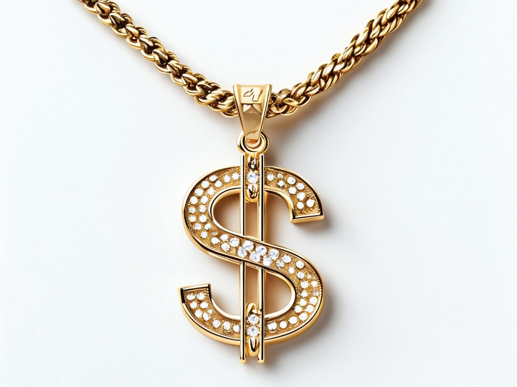 Elegant Gold Dollar Sign Pendant Necklace T-Shirt