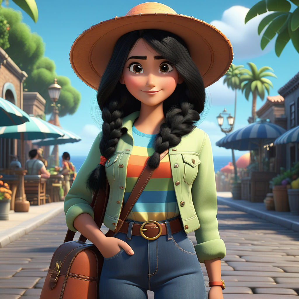 road to eldorado cartoon character curvy girl holding gold in her hands