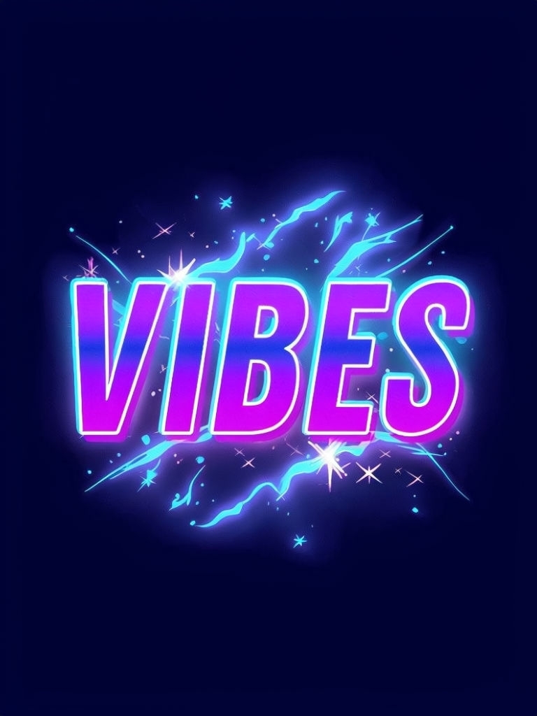 Electric VIBES Neon Typography Art T-Shirt