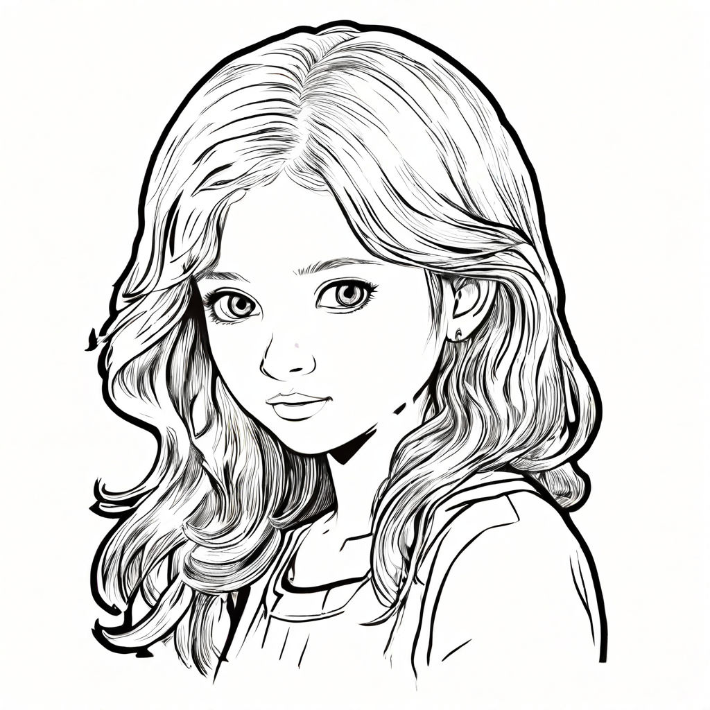 Blackpink young girl simple colouring page in black outline ... by ...