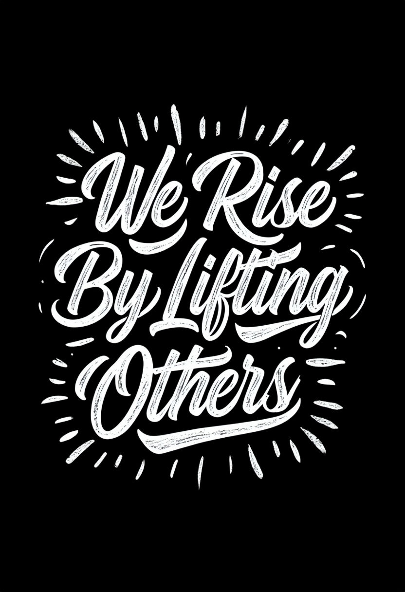 Empowering 'We Rise By Lifting Others' Chalk Art Poster