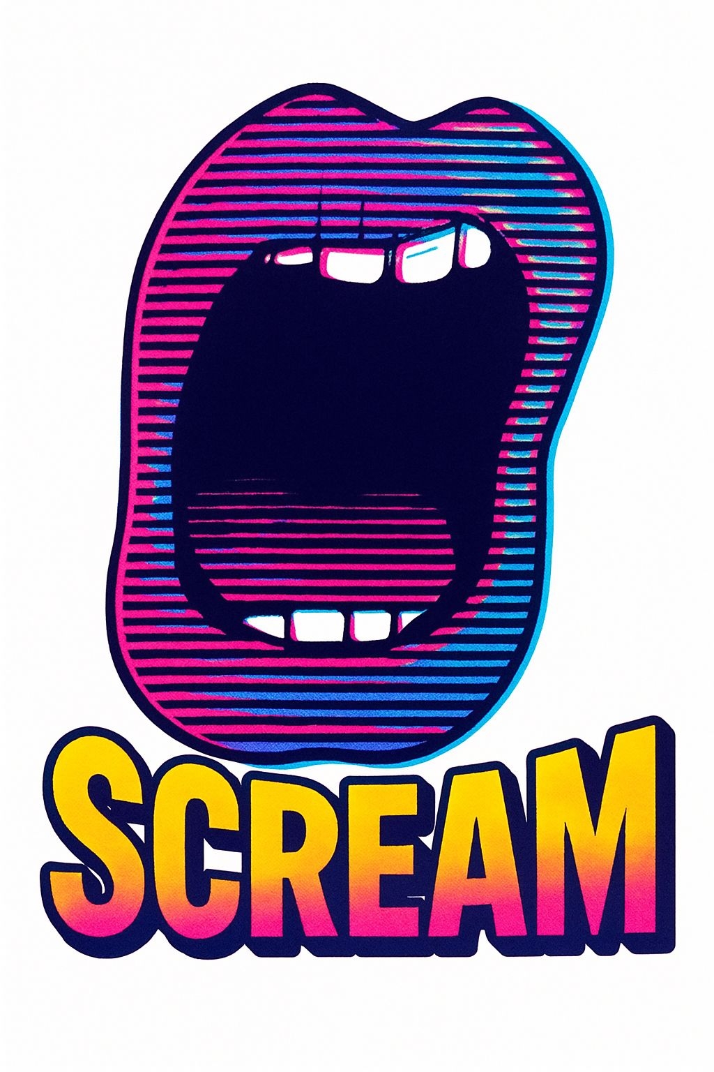 Vibrant Neon Pop Art Open Mouth SCREAM T-shirt