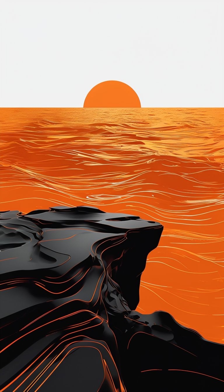 Abstract Minimalist Landscape with Vivid Orange Accents Art