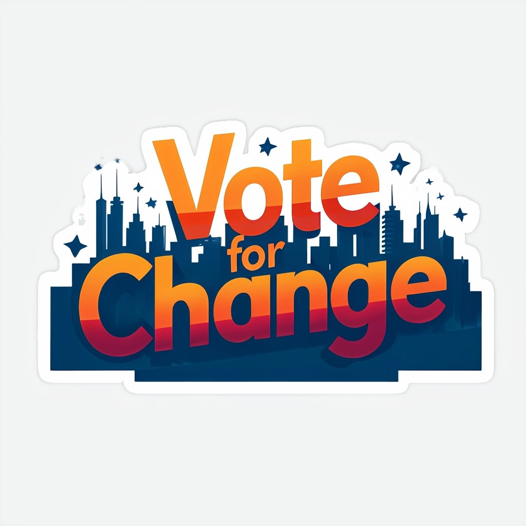 Vote for Change Bold Cityscape Sticker