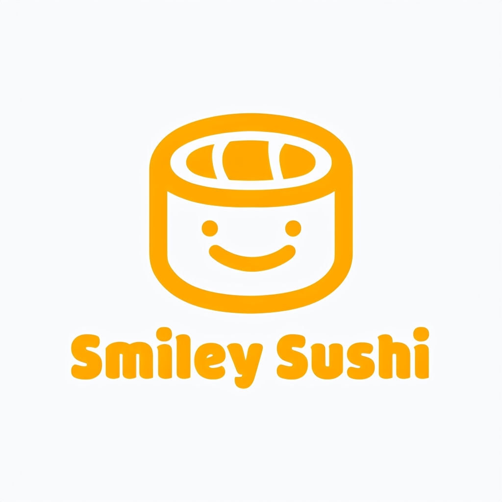 Cheerful Minimalist Smiley Sushi Icon Logo