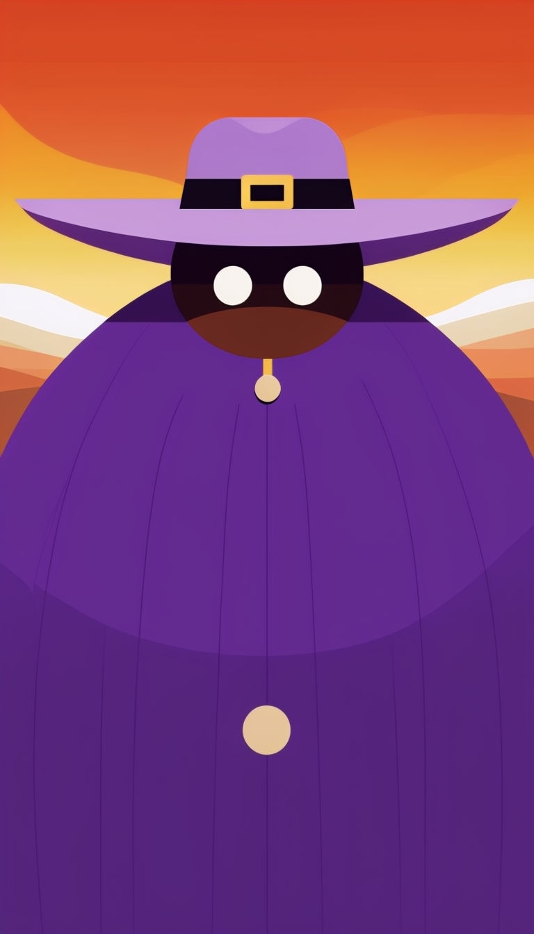Mysterious Minimalist Character in Purple Cloak Mobile Wallpaper