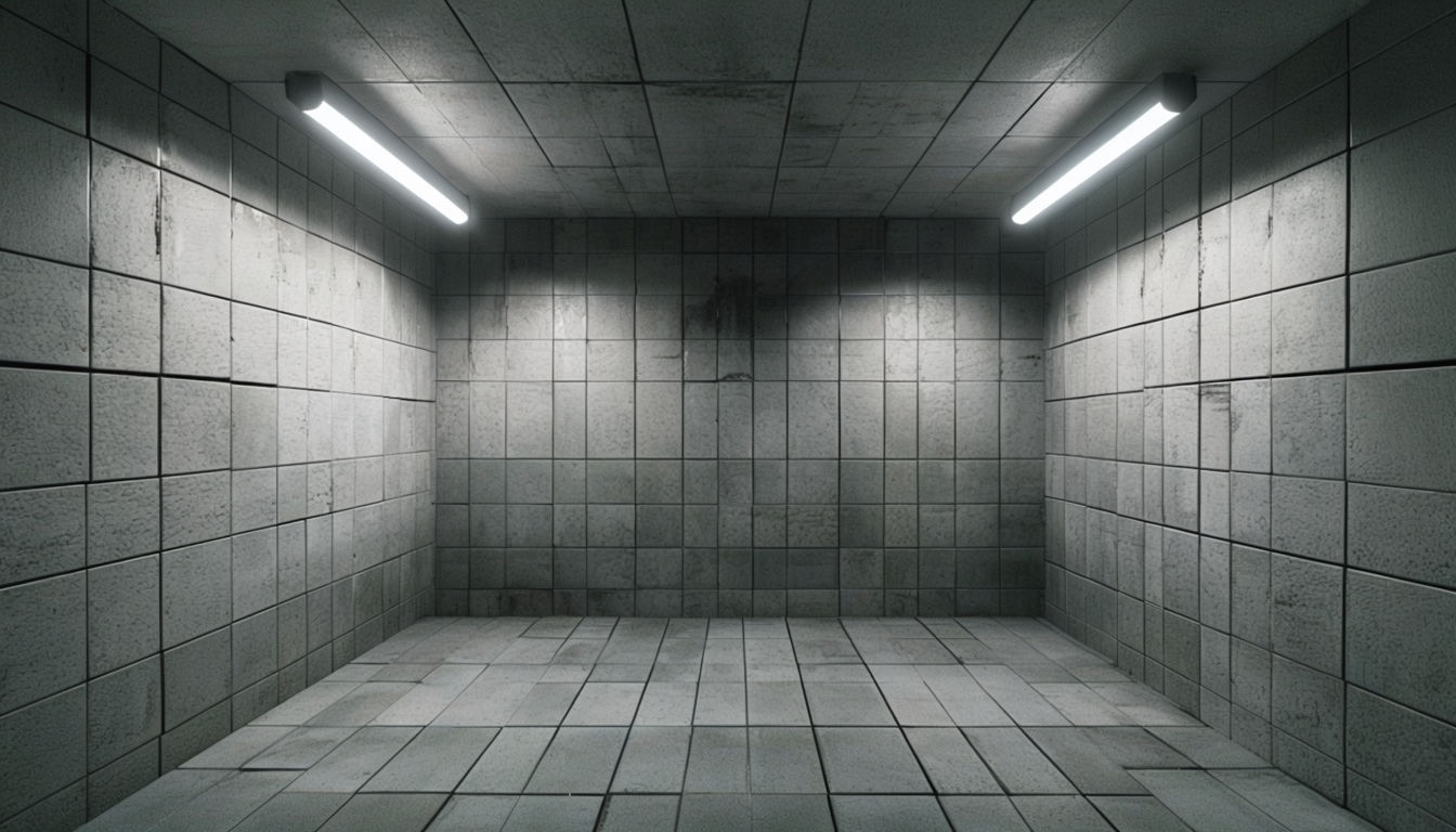 Minimalist Industrial Tiled Room Interior Photograph Virtual Background