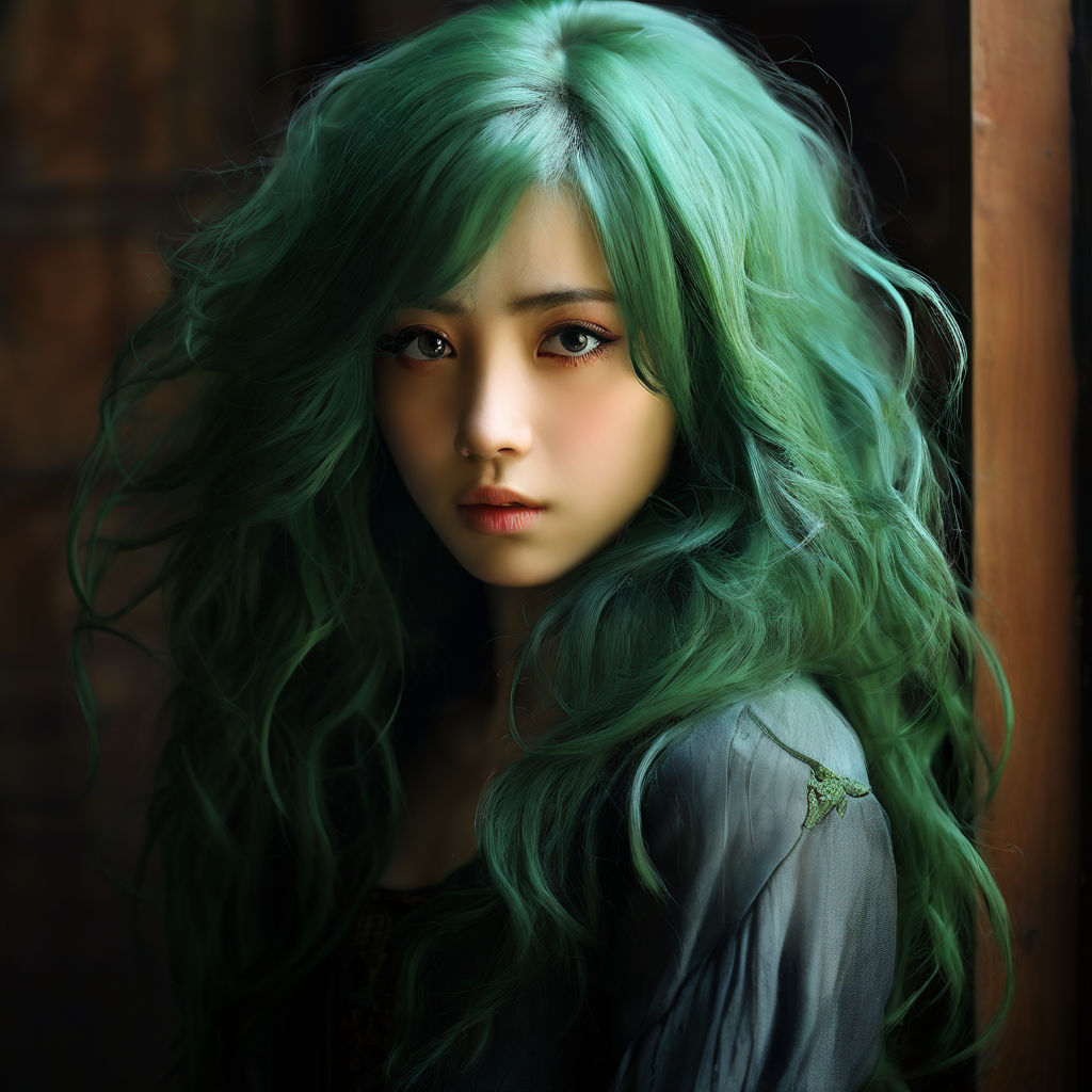 A green haired goth girl