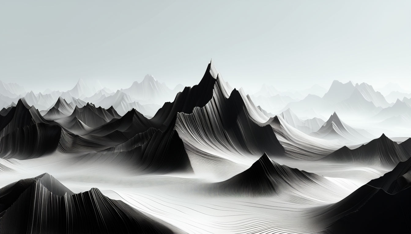 Hypnotic Black and White Abstract Topographical Landscape Background