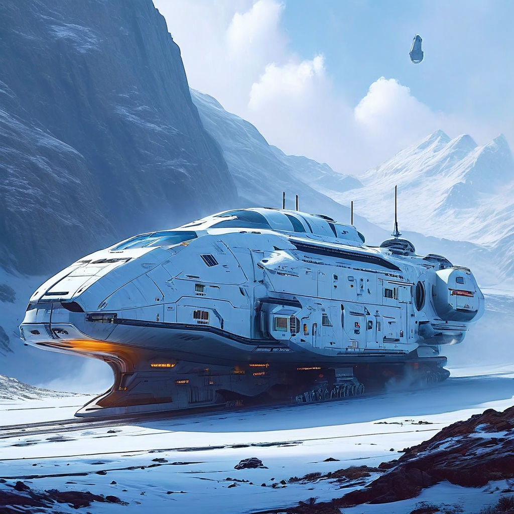 Prompt: Large freighter spaceship glazed in a pristine white hue, surfaces transition with sublime smoothness, enshrouded by a miasma of fog, star citizen inspired, Artgerm and Greg Rutkowski approach, detailed with an air of sophistication and precision, digital painting evoking the styles of Simon Stålenhag, Wayne Barlowe, and Igor Kieryluk, ominous atmosphere, elegant design, sharp focus, high-definition concept art, cinematic.