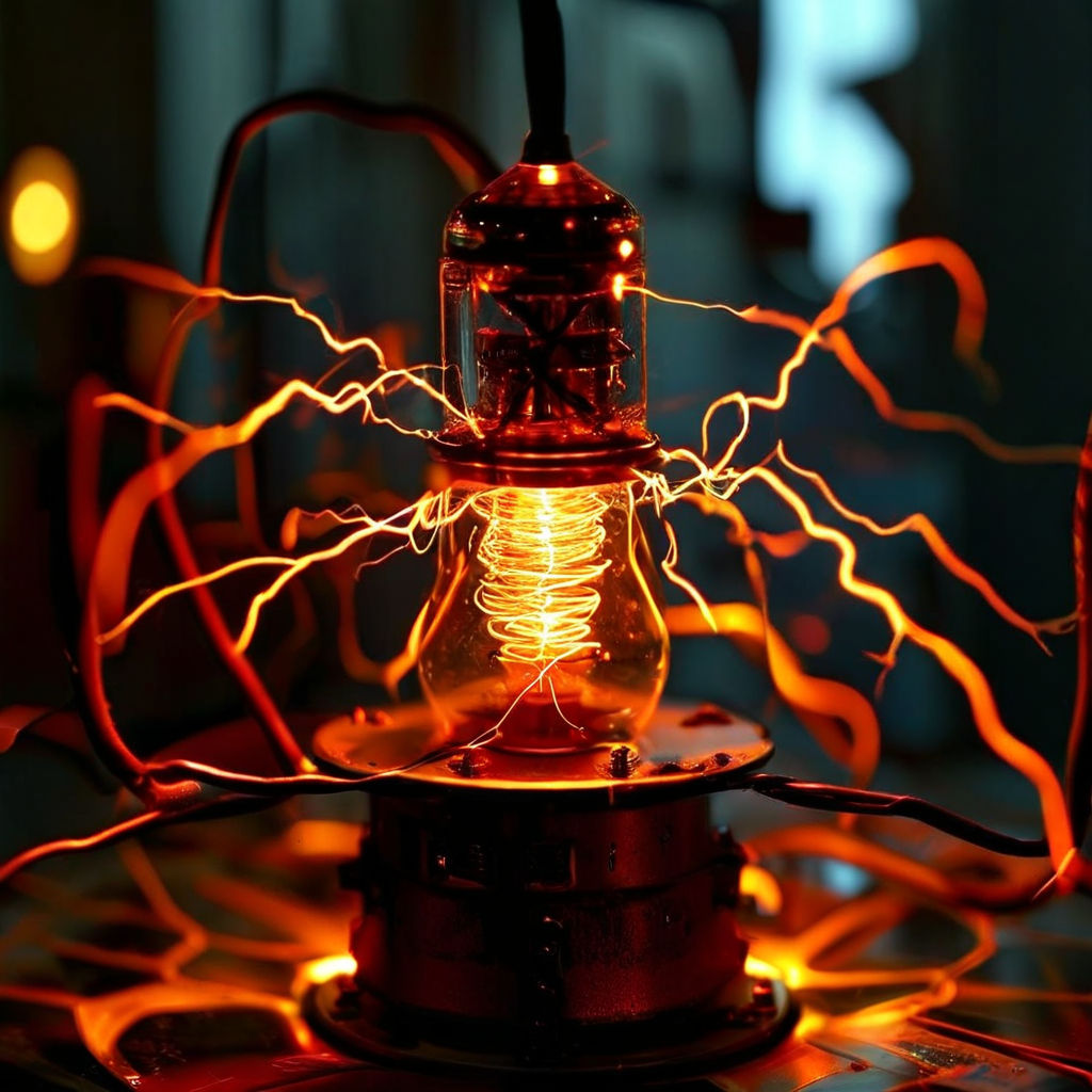 Tesla coil arcing with visible electric discharge by playground