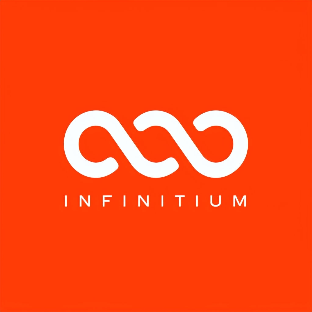 Minimalist White Infinite Symbol Logo for INFINITIUM Brand Logo