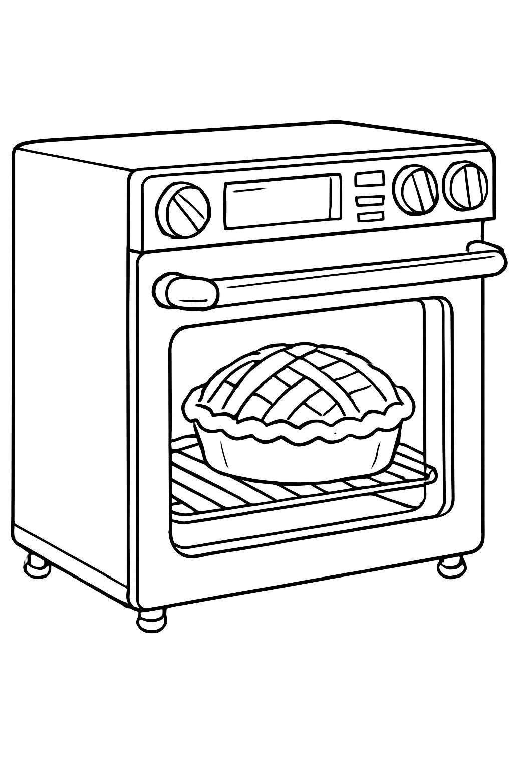 Minimalist Black and White Convection Oven Illustration Coloring Book Pages
