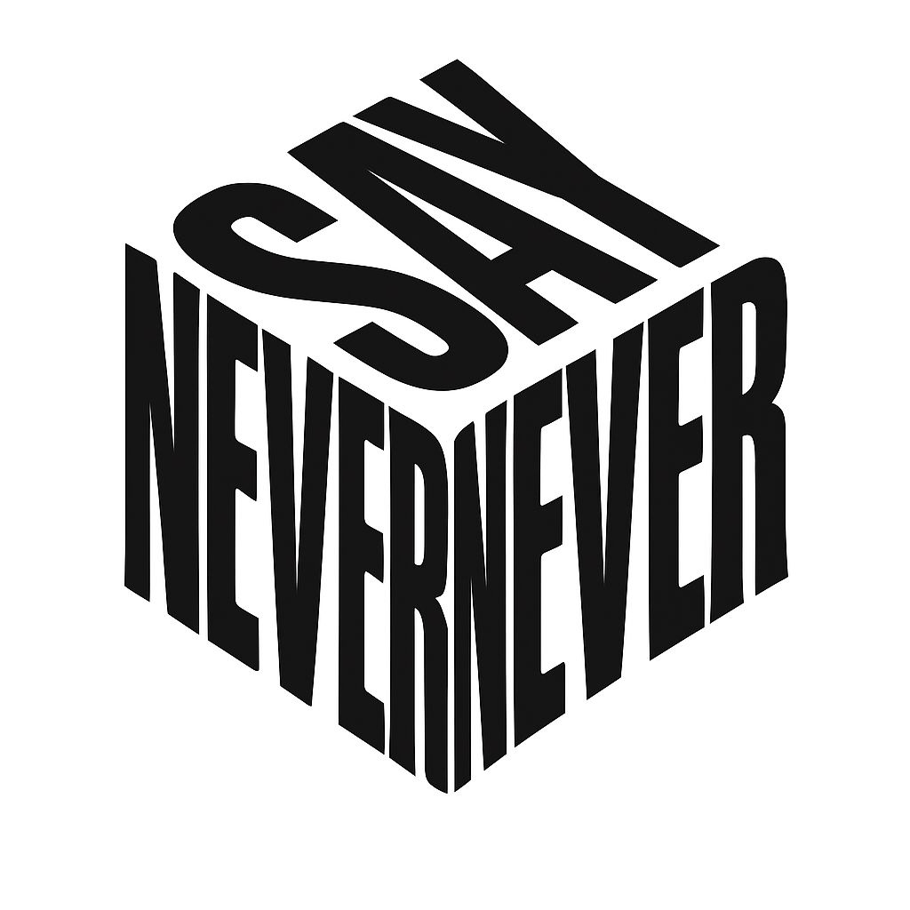Bold Optical Art SAY NEVER Typographic T-Shirt