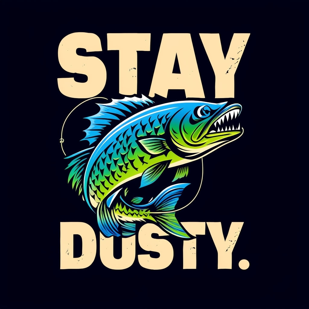Bold Stay Dusty Fish Graphic Design T-Shirt