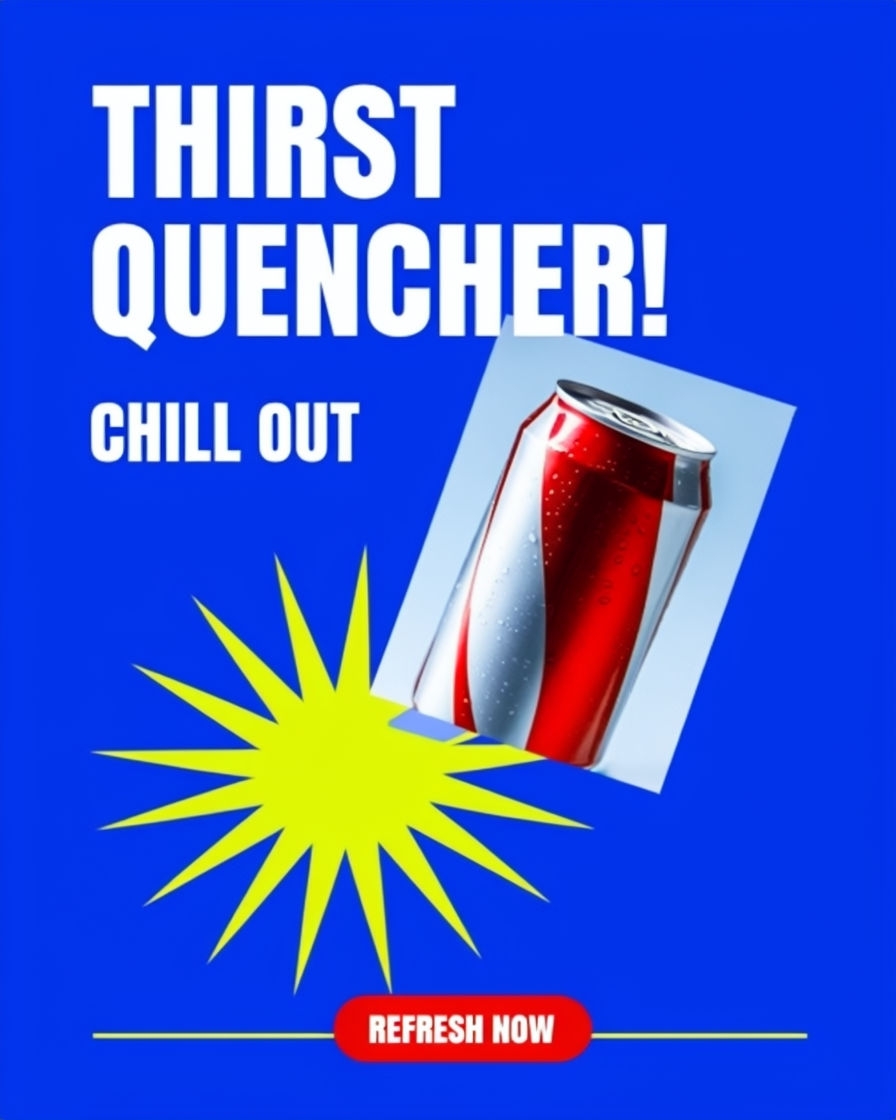 Eye-Catching Thirst Quencher Soda Advertisement Design Ads