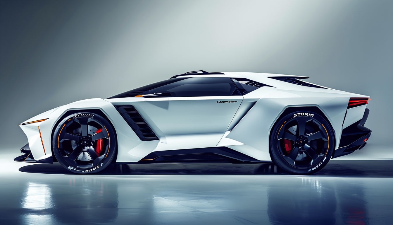 Futuristic Locomotive Concept Car with Sleek Design Virtual Background