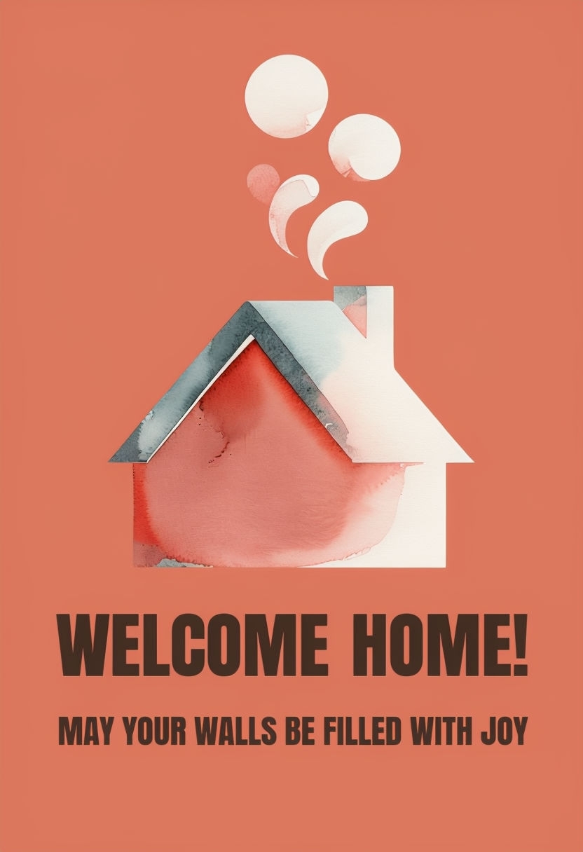 Stylish New Home Card Design with Cozy House and Warm Text Cards & Invites