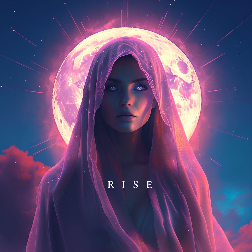 Mysterious Fantasy Album Cover with Ethereal Moonlit Cloak