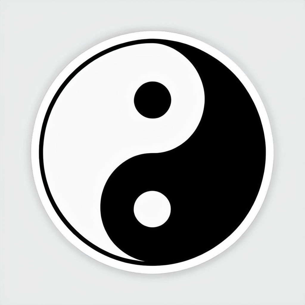 Minimalist Yin-Yang Symbol Graphic for Balance and Harmony Sticker