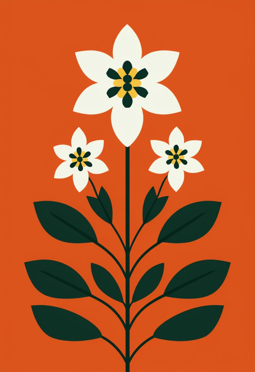 Minimalist Floral Arrangement with Orange Background Art