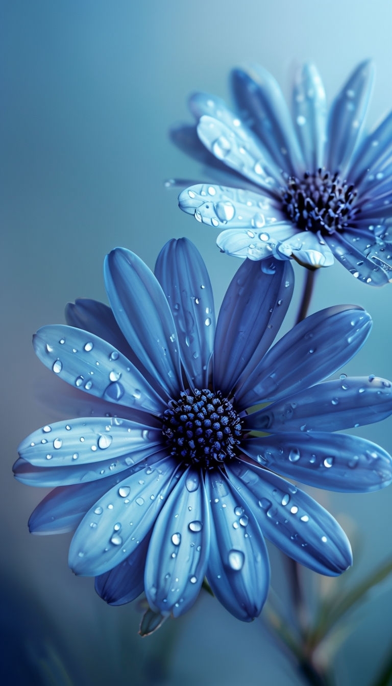 Delicate Blue Flower Macro Photograph for Phone Case Cover