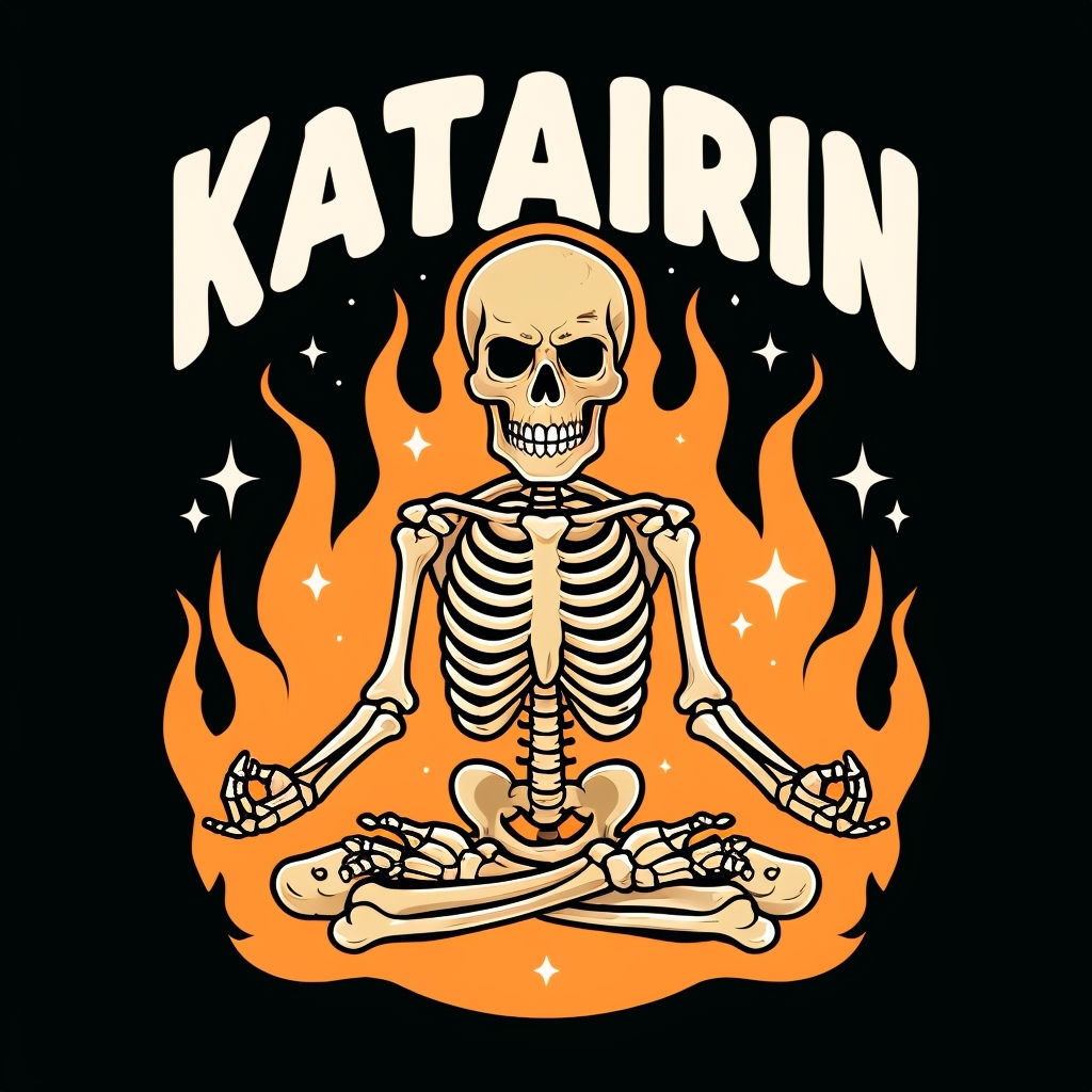 Mischievous Skeleton Meditating in Flames T-shirt