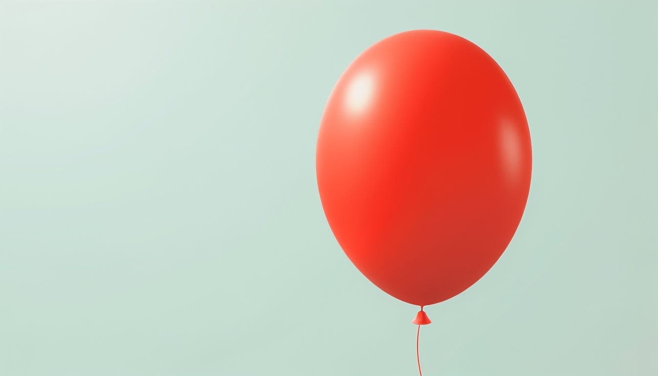 Vibrant Red Balloon on Mint Green Background Virtual Backgrounds
