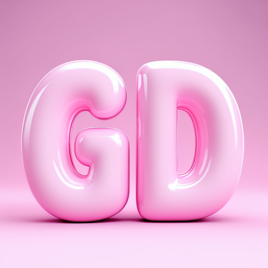 Playful Light Pink GD Minimalist 3D Monogram Design