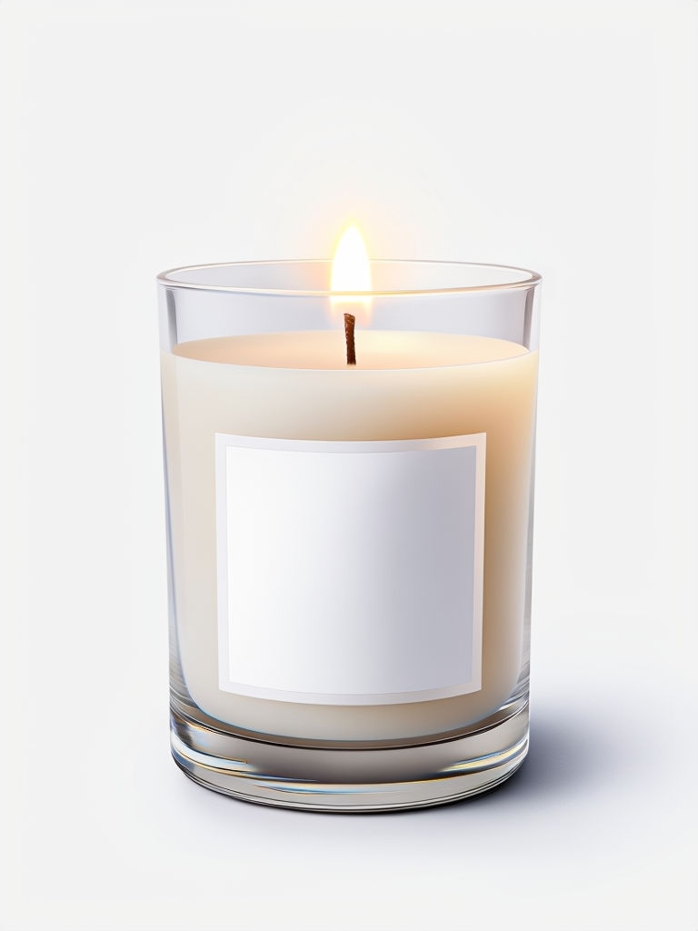 Minimalist Clear Glass Candle Holder with Soft Flame Mockup