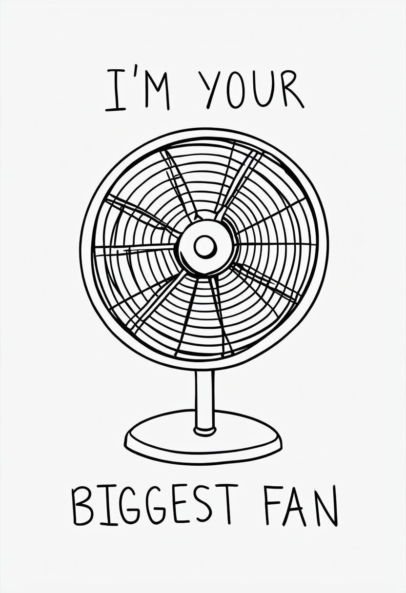 Minimalist Black and White Big Fan Illustration T-shirt