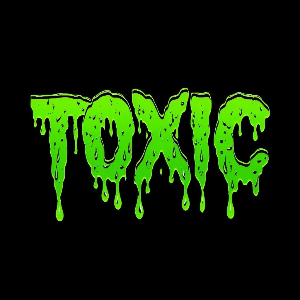 Bold Toxic Dripping Neon Green Text on Black T-shirt