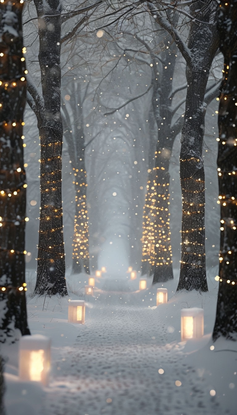 Enchanting Winter Wonderland with Snowy Pathway Poster