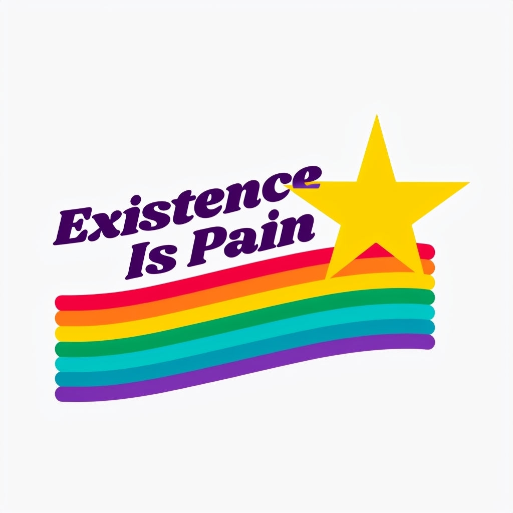 Colorful Existence Is Pain Bold Retro Illustration Sticker