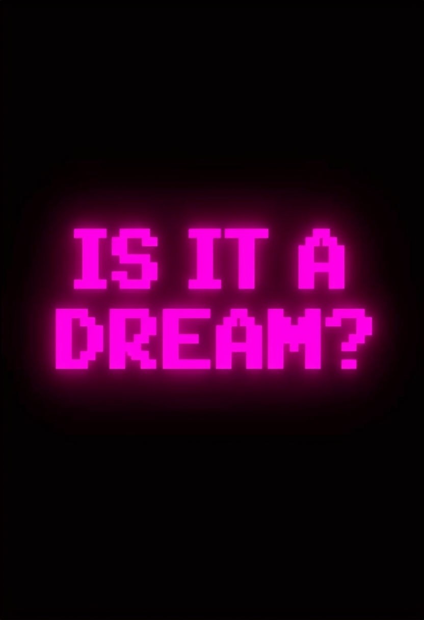 Vibrant Pixel Art IS IT A DREAM? Retro Neon Design Poster