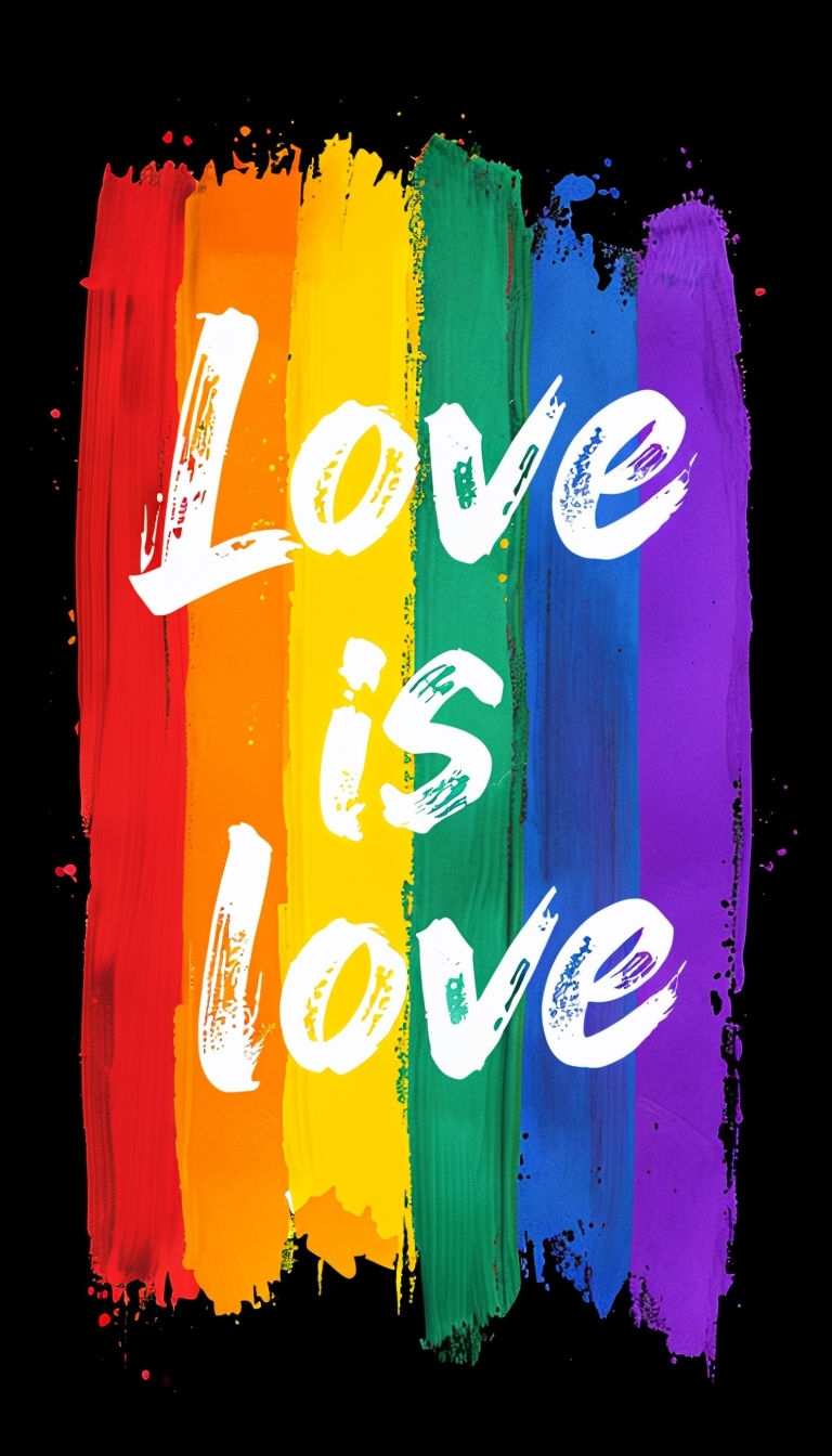 Vibrant Rainbow Love is Love Text Design Phone Case Cover