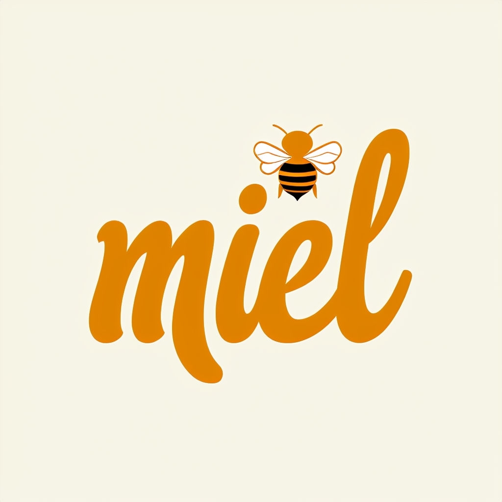 Elegant Miel Logo Design with Bee Illustration in Modern Style Logo