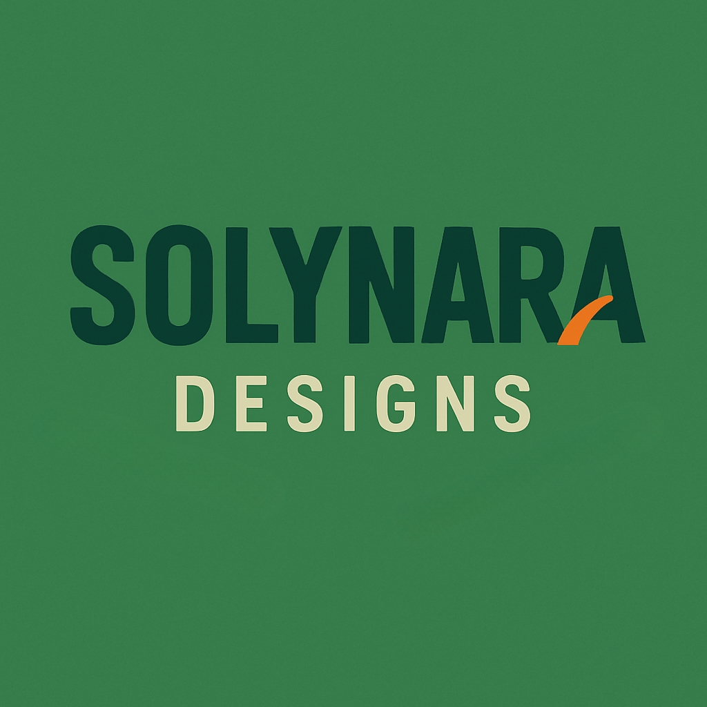 Minimalist SOLYNARA Designs Logo with Vibrant Accent