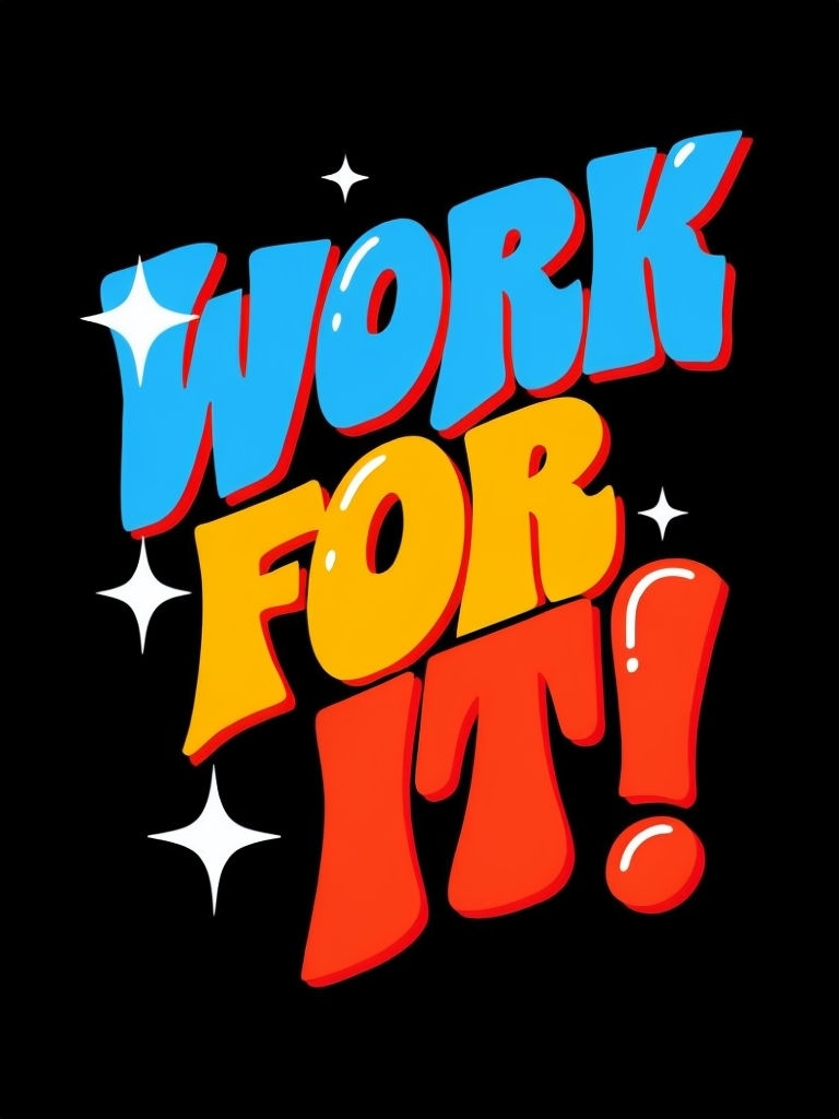 Bold Retro 'WORK FOR IT!' Motivational T-Shirt Design